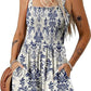 💞2026 HOT SALE ￡12.99!!💃Women's Summer Square Neck Sleeveless Loose Casual Short Smocked Romper