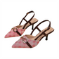 Women's Pointed-Toe Slingback Heels with Metal Chain